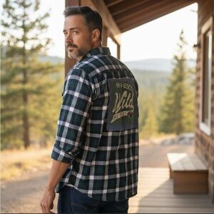 Men's Minnesota Wild Plaid Button Down Shirt - Green and White Custom Made